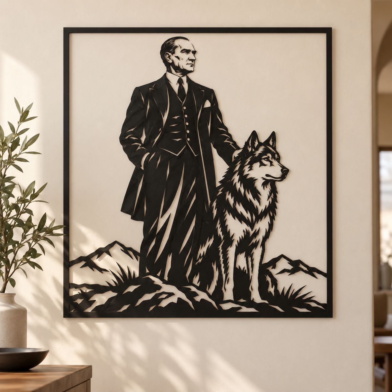 Atatürk ve kurt lazer kesim tablo